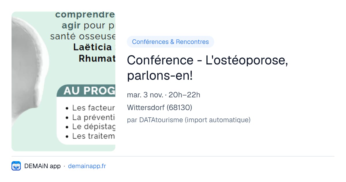 Conférence - L'ostéoporose, parlons-en! — Wittersdorf