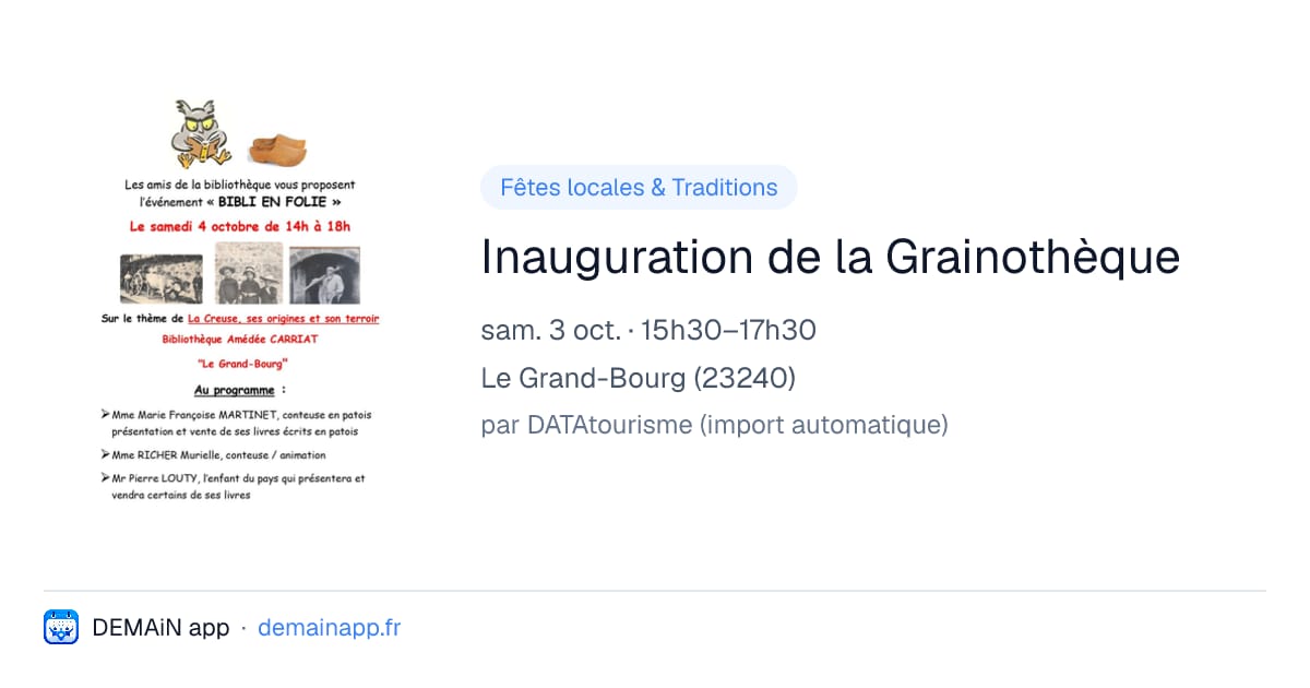 Inauguration de la Grainothèque — Le Grand-Bourg