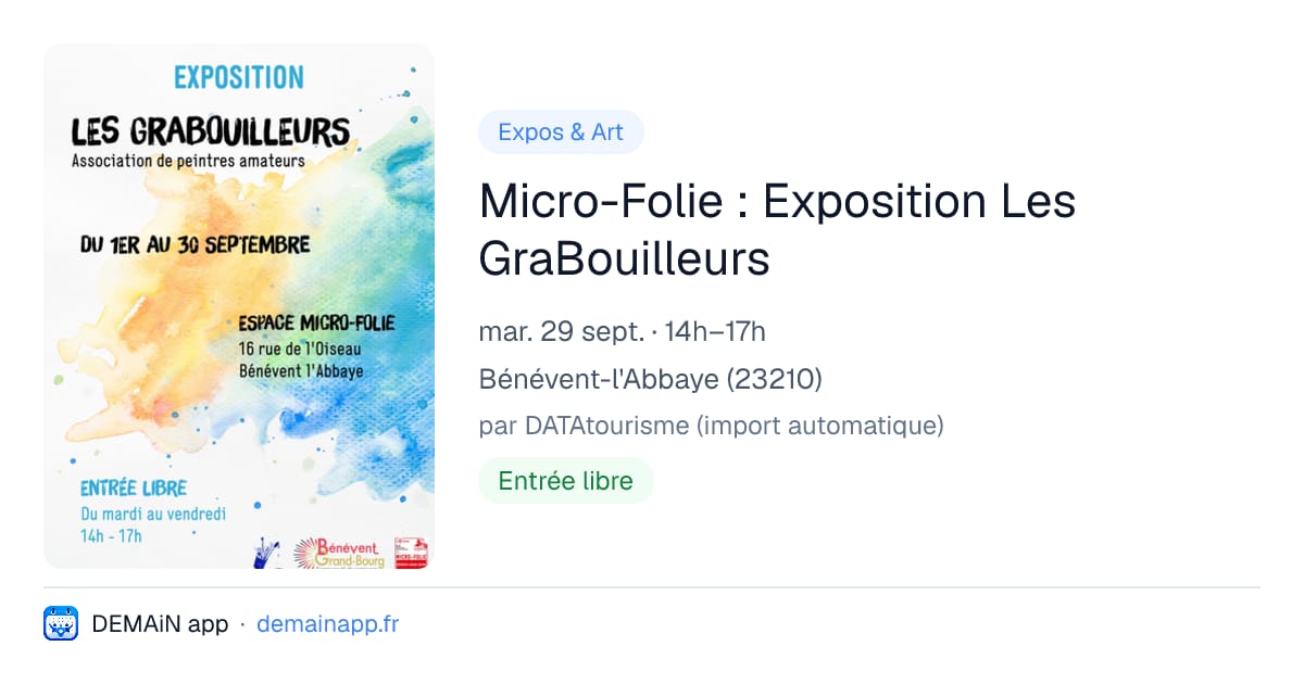 Micro-Folie : Exposition Les GraBouilleurs — Bénévent-l'Abbaye