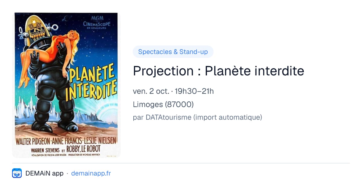 Projection : Planète interdite — Limoges