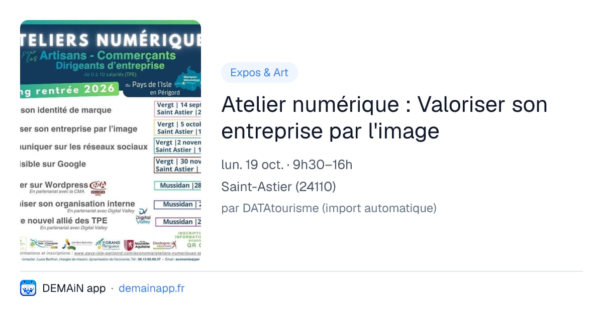 Atelier numérique : Valoriser son entreprise par l'image — Saint-Astier