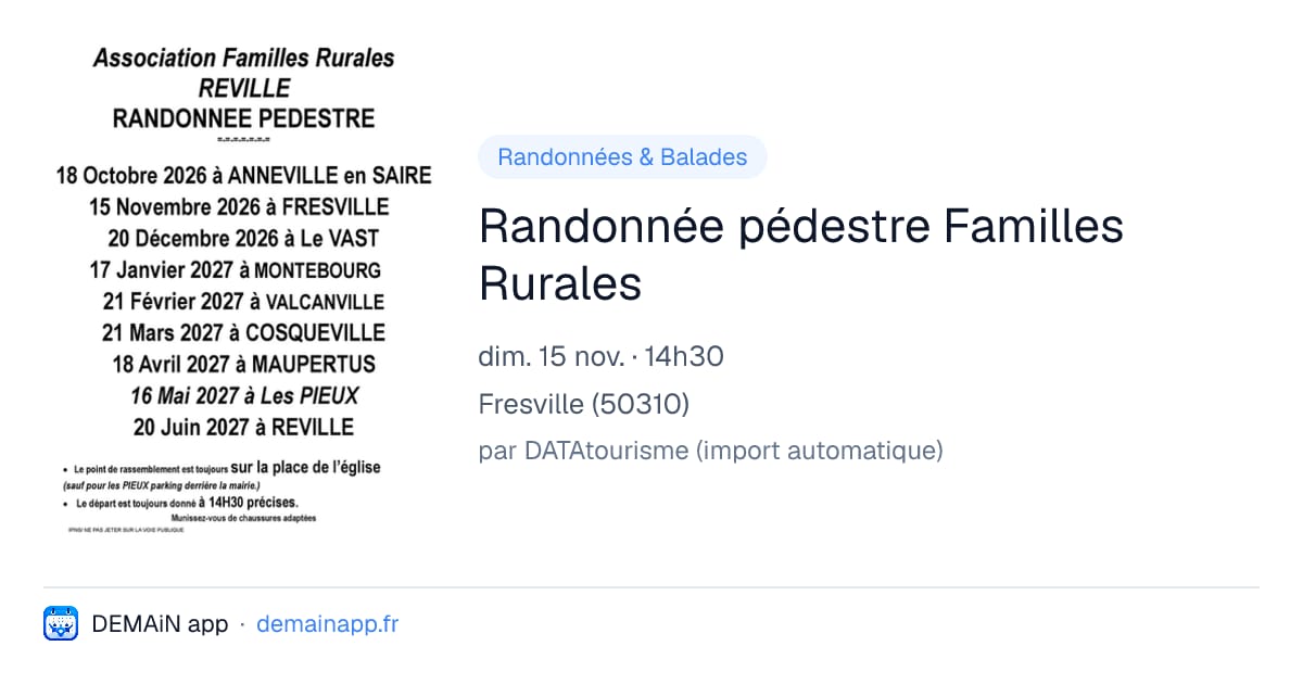 Randonnée pédestre Familles Rurales — Fresville