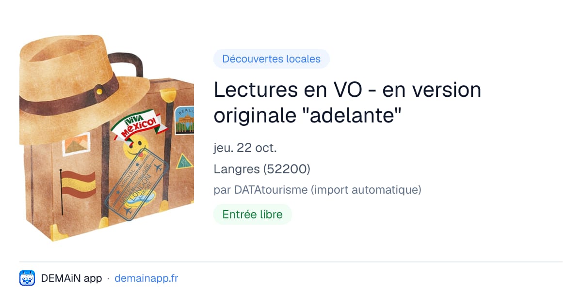 Lectures en VO - en version originale "adelante" — Langres