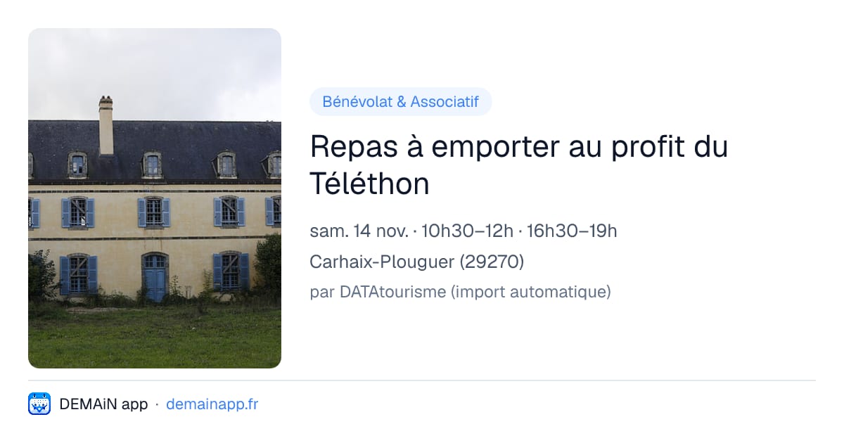 Repas à emporter au profit du Téléthon — Carhaix-Plouguer