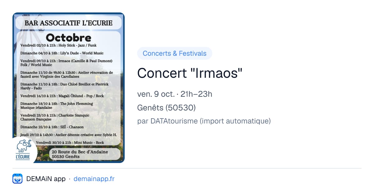 Concert "Irmaos" — Genêts