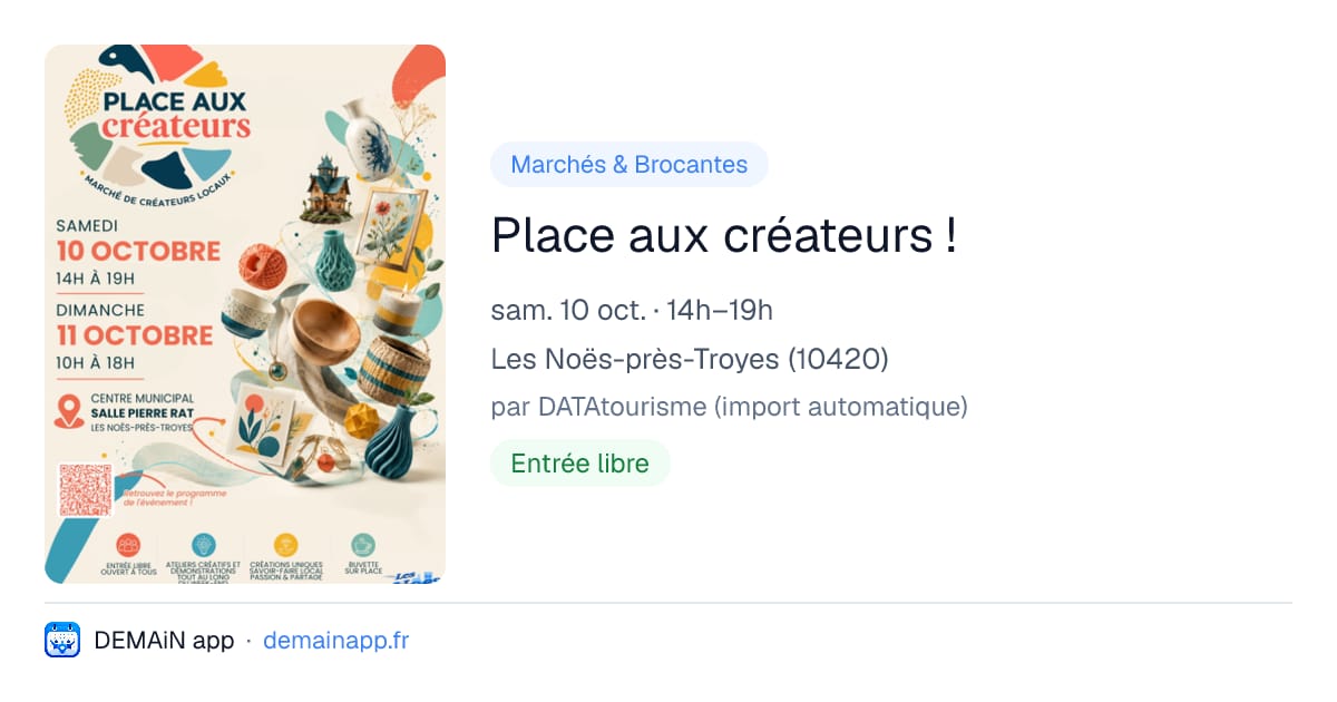 Place aux créateurs ! — Les Noës-près-Troyes