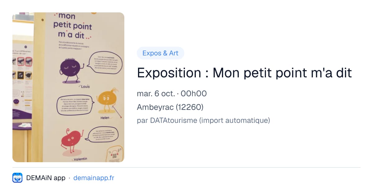Exposition : Mon petit point m'a dit — Ambeyrac