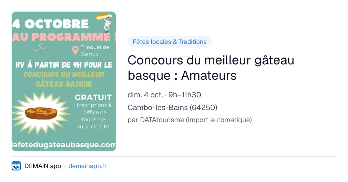 Concours du meilleur gâteau basque : Amateurs — Cambo-les-Bains