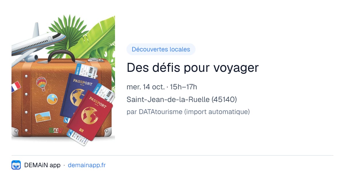 Des défis pour voyager — Saint-Jean-de-la-Ruelle
