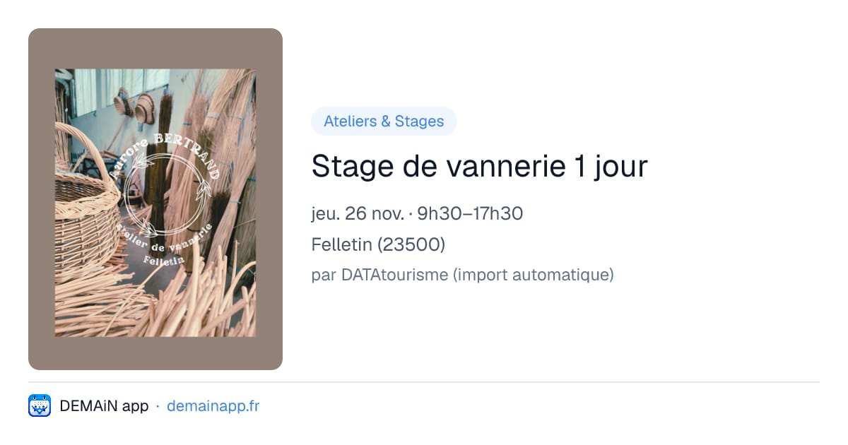 Stage de vannerie 1 jour — Felletin