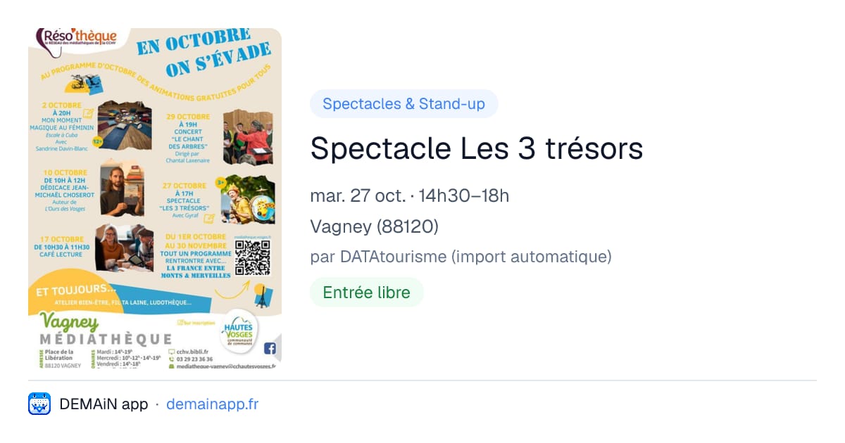 Spectacle Les 3 trésors — Vagney