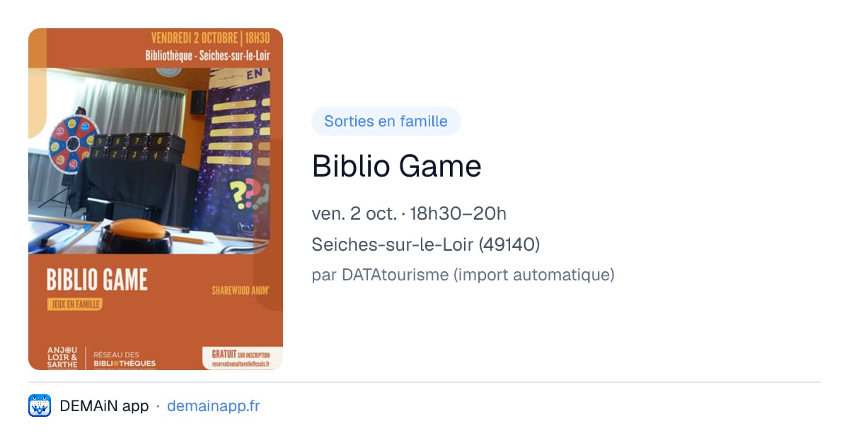 Biblio Game — Seiches-sur-le-Loir