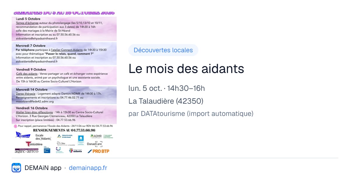 Le mois des aidants — La Talaudière