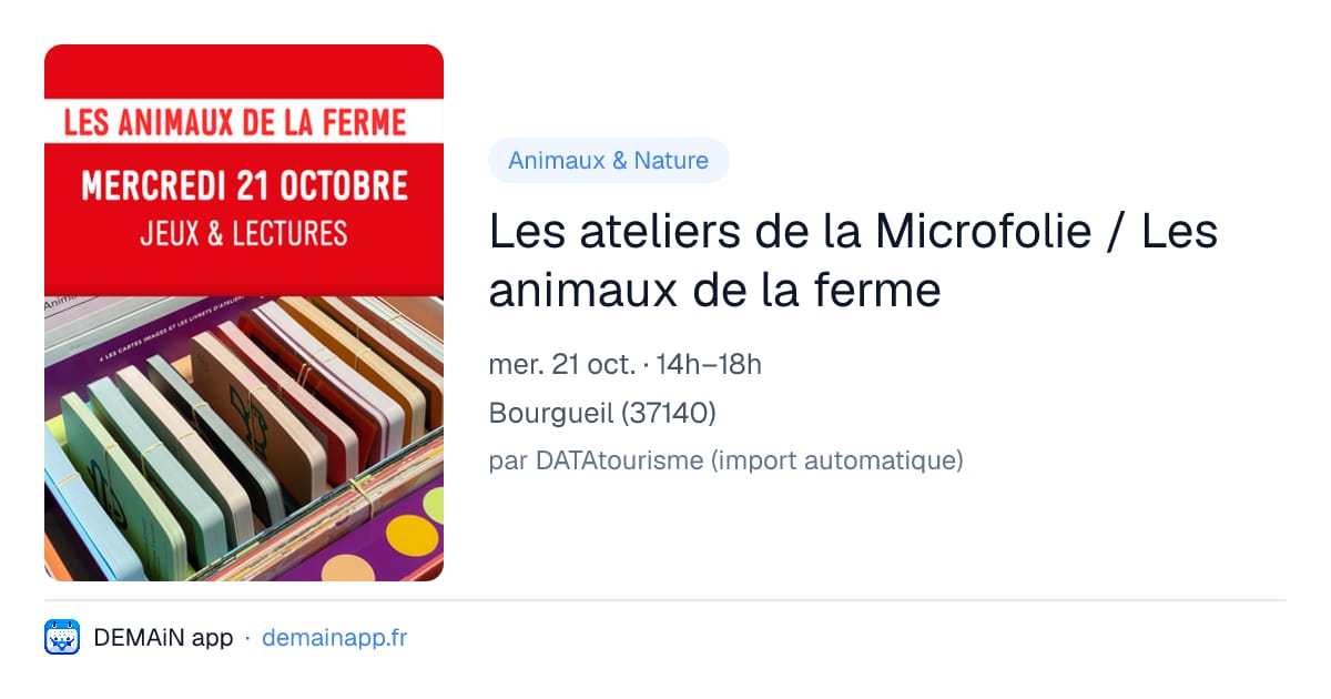Les ateliers de la Microfolie / Les animaux de la ferme — Bourgueil