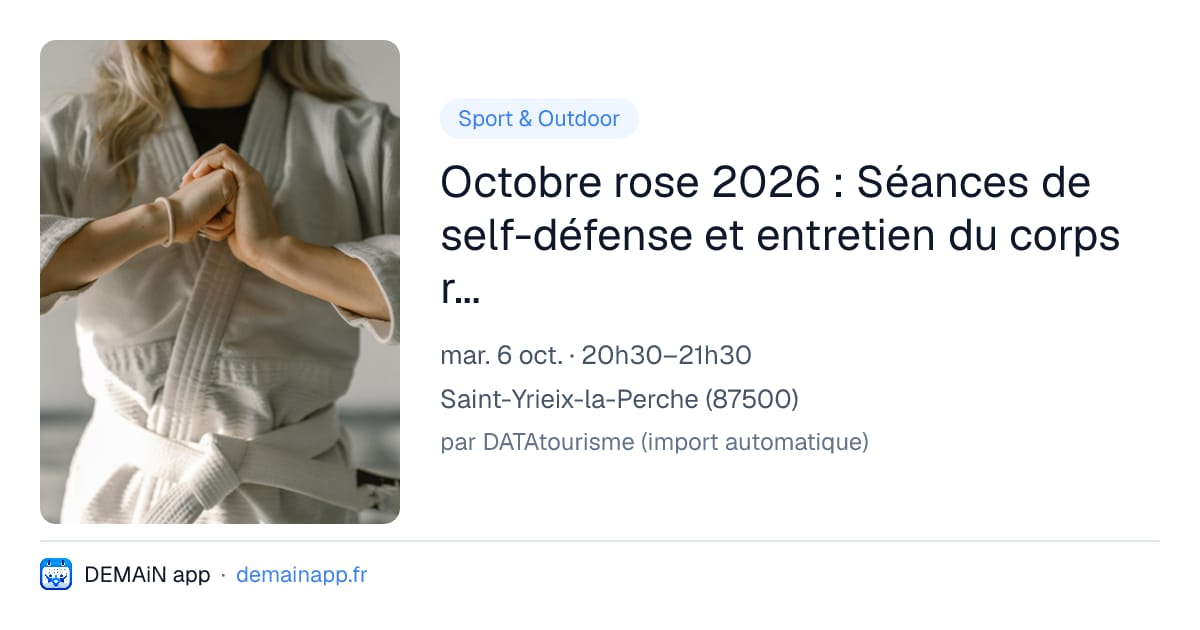 Octobre rose 2026 : Séances de self-défense et entretien du corps réservées aux femmes — Saint-Yrieix-la-Perche
