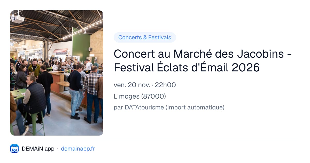 Concert au Marché des Jacobins - Festival Éclats d'Émail 2026 — Limoges