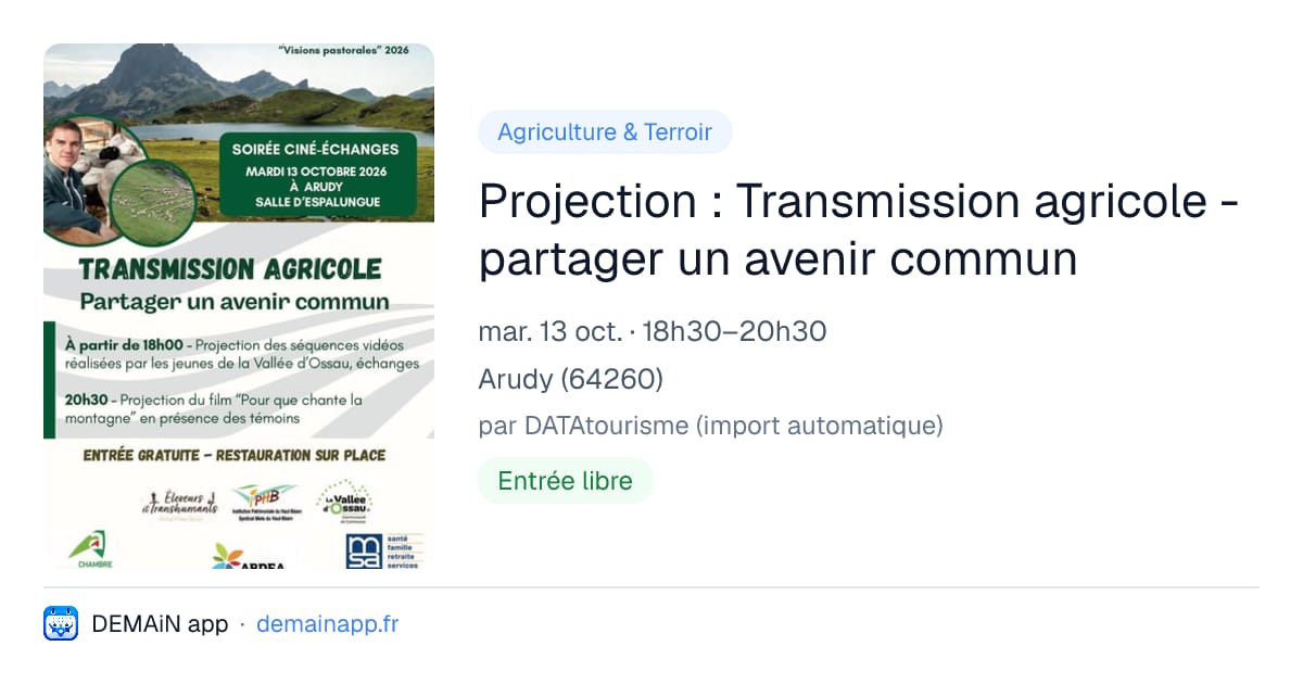 Projection : Transmission agricole - partager un avenir commun — Arudy
