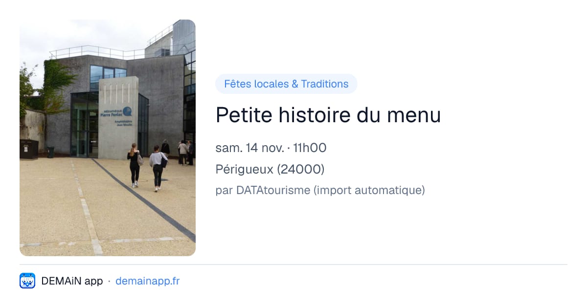 Petite histoire du menu — Périgueux