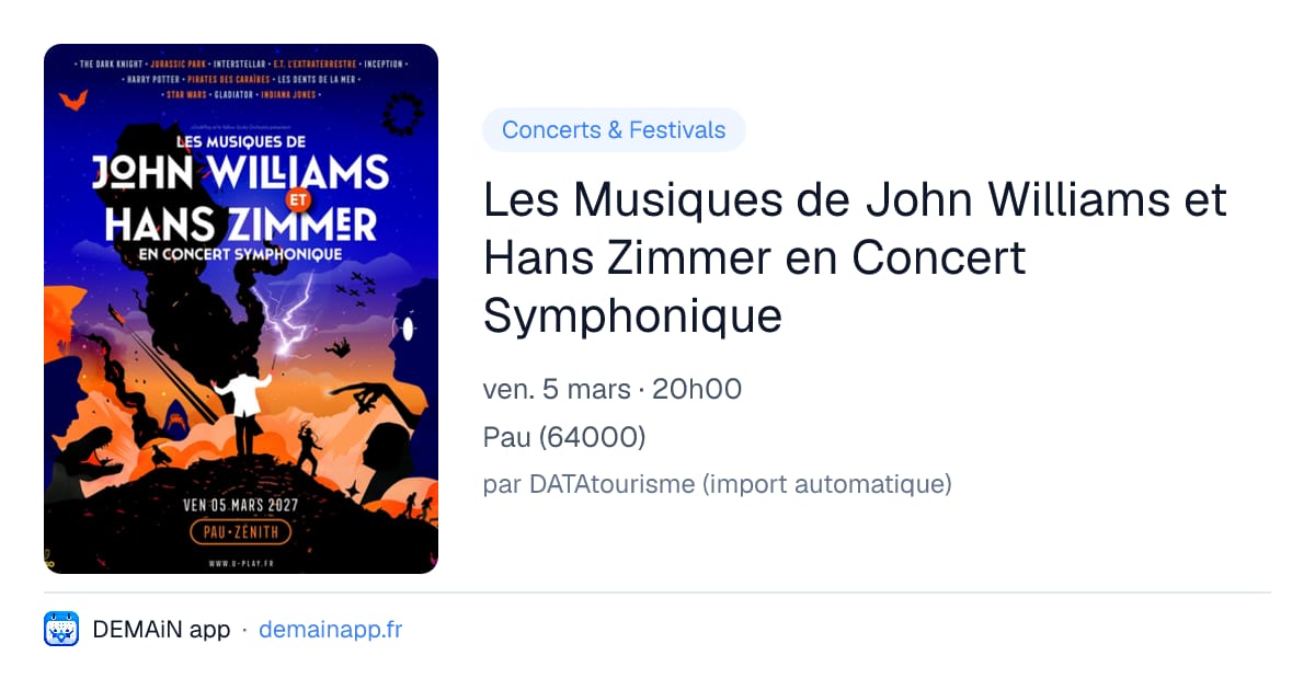 Les Musiques de John Williams et Hans Zimmer en Concert Symphonique — Pau