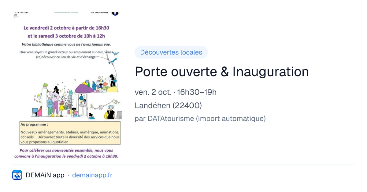 Porte ouverte & Inauguration — Landéhen