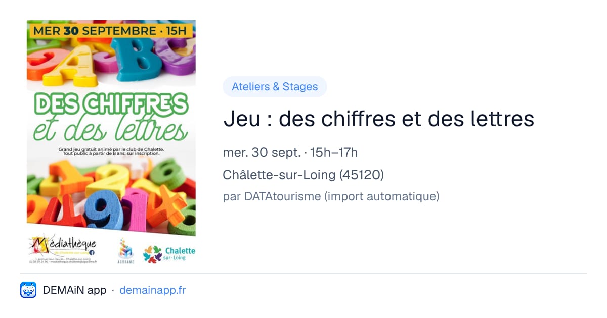 Jeu : des chiffres et des lettres — Châlette-sur-Loing