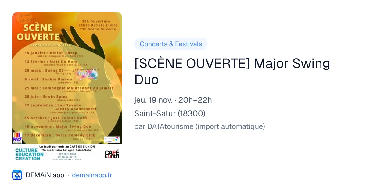 [SCÈNE OUVERTE] Major Swing Duo — Saint-Satur