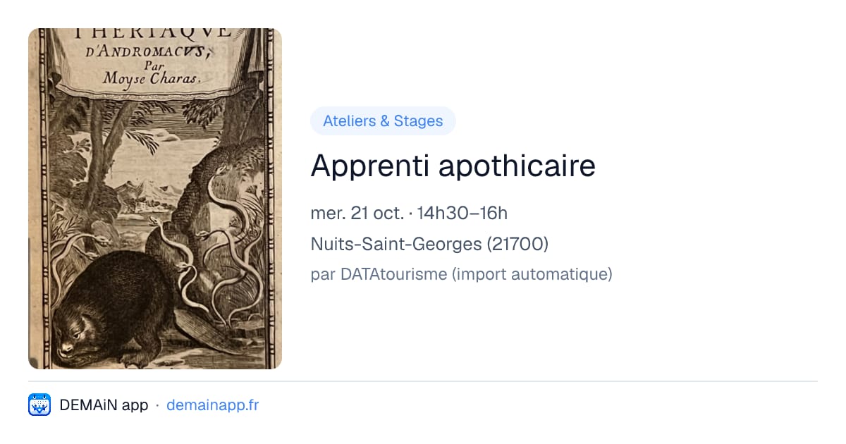 Apprenti apothicaire — Nuits-Saint-Georges