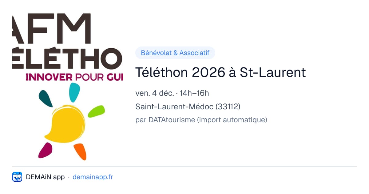 Téléthon 2026 à St-Laurent — Saint-Laurent-Médoc