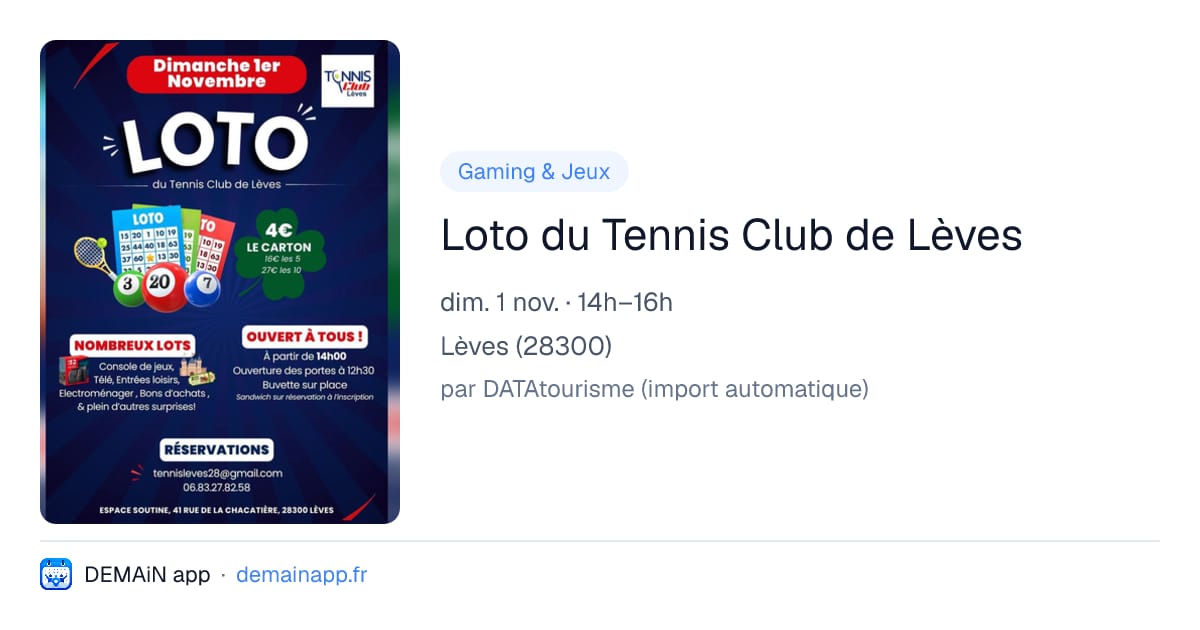 Loto du Tennis Club de Lèves — Lèves