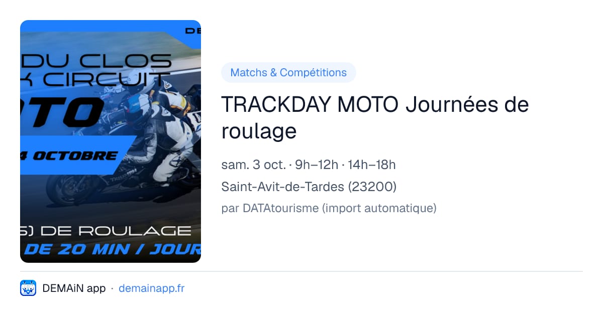 TRACKDAY MOTO Journées de roulage — Saint-Avit-de-Tardes