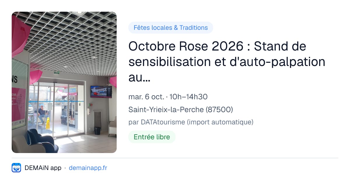 Octobre Rose 2026 : Stand de sensibilisation et d'auto-palpation au Centre hospitalier Jacques-Boutard — Saint-Yrieix-la-Perche