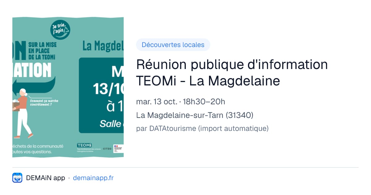 Réunion publique d'information TEOMi - La Magdelaine — La Magdelaine-sur-Tarn
