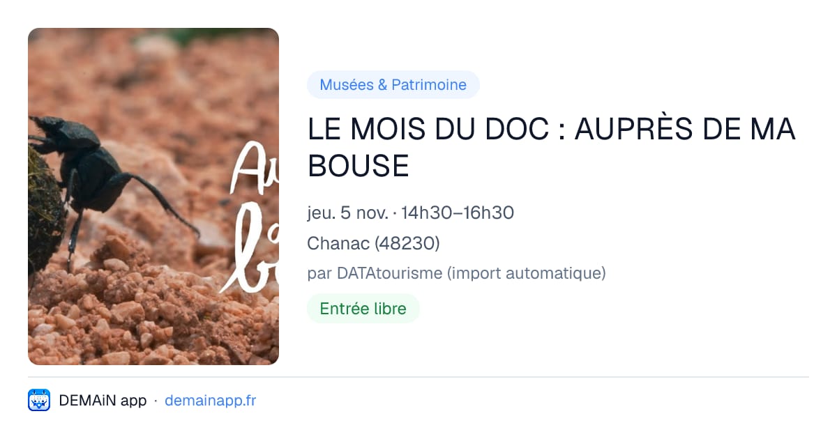 LE MOIS DU DOC : AUPRÈS DE MA BOUSE — Chanac