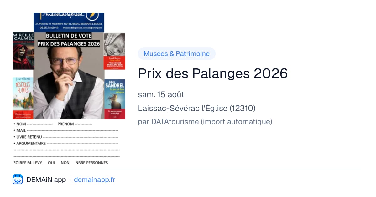 Prix des Palanges 2026 — Laissac-Sévérac l'Église