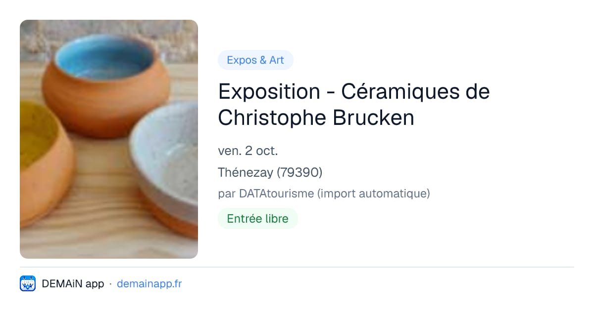 Exposition - Céramiques de Christophe Brucken — Thénezay