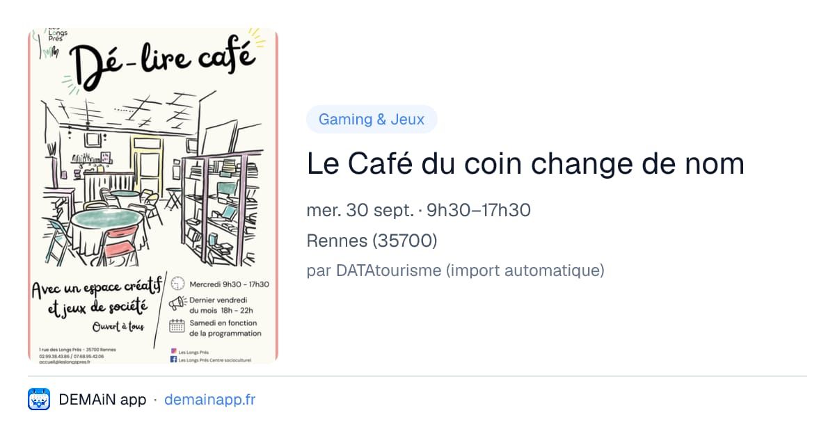 Le Café du coin change de nom — Rennes