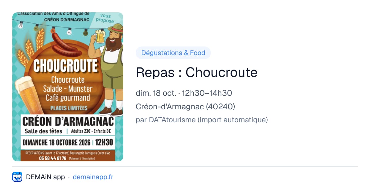 Repas : Choucroute — Créon-d'Armagnac