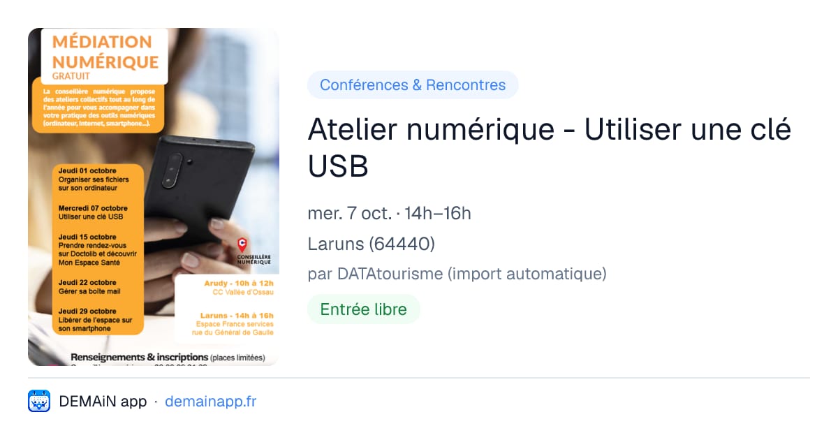 Atelier numérique - Utiliser une clé USB — Laruns