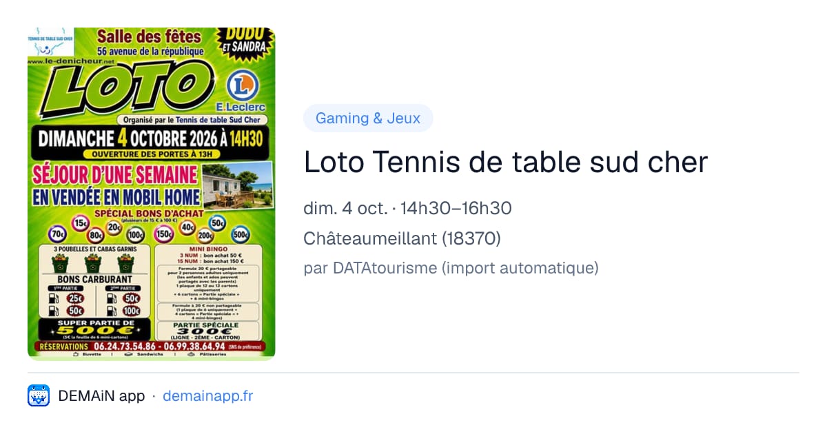 Loto Tennis de table sud cher — Châteaumeillant