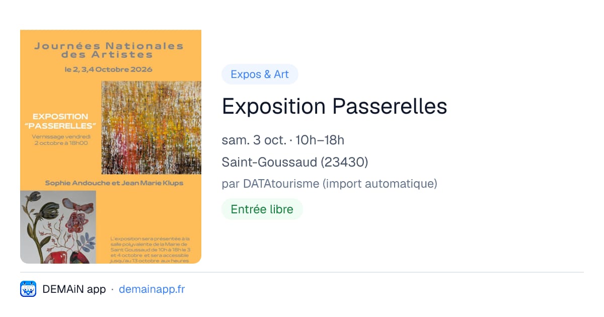 Exposition Passerelles — Saint-Goussaud