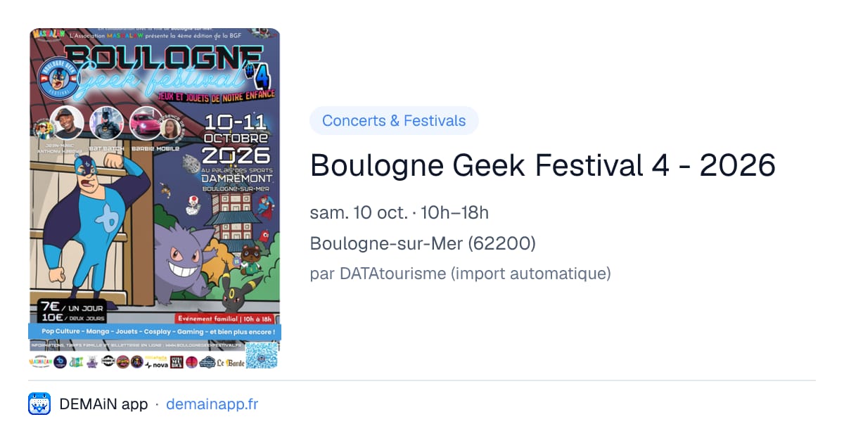 Boulogne Geek Festival 4 - 2026 — Boulogne-sur-Mer