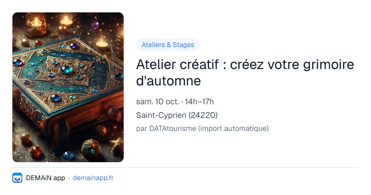 Atelier créatif : créez votre grimoire d'automne — Saint-Cyprien