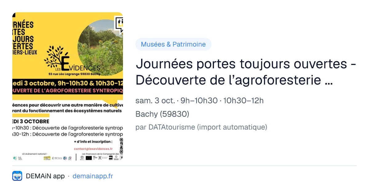 Journées portes toujours ouvertes - Découverte de l’agroforesterie syntropique — Bachy
