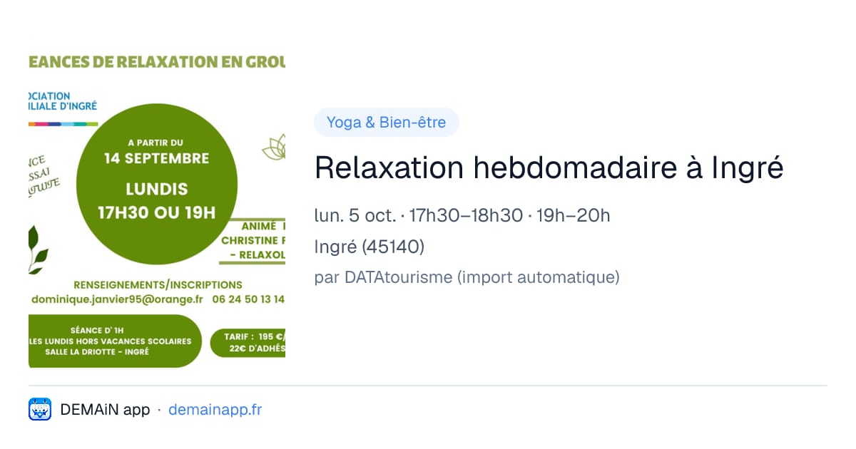 Relaxation hebdomadaire à Ingré — Ingré
