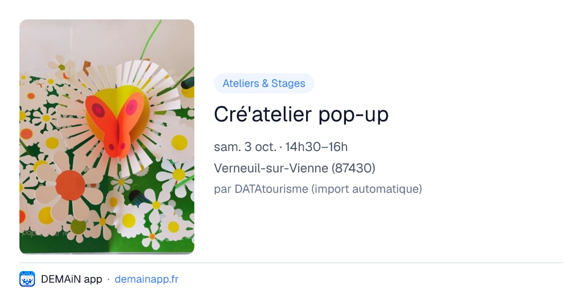 Cré'atelier pop-up — Verneuil-sur-Vienne