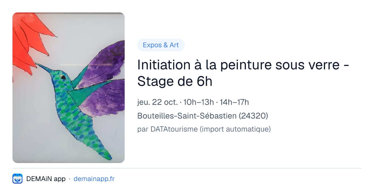 Initiation à la peinture sous verre - Stage de 6h — Bouteilles-Saint-Sébastien