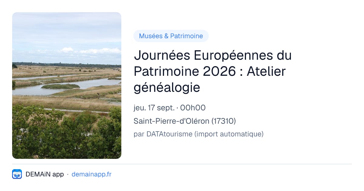 Journées Européennes du Patrimoine 2026 : Atelier généalogie — Saint-Pierre-d'Oléron