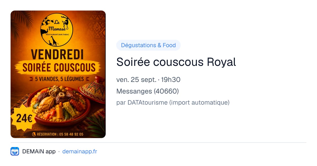 Soirée couscous Royal — Messanges