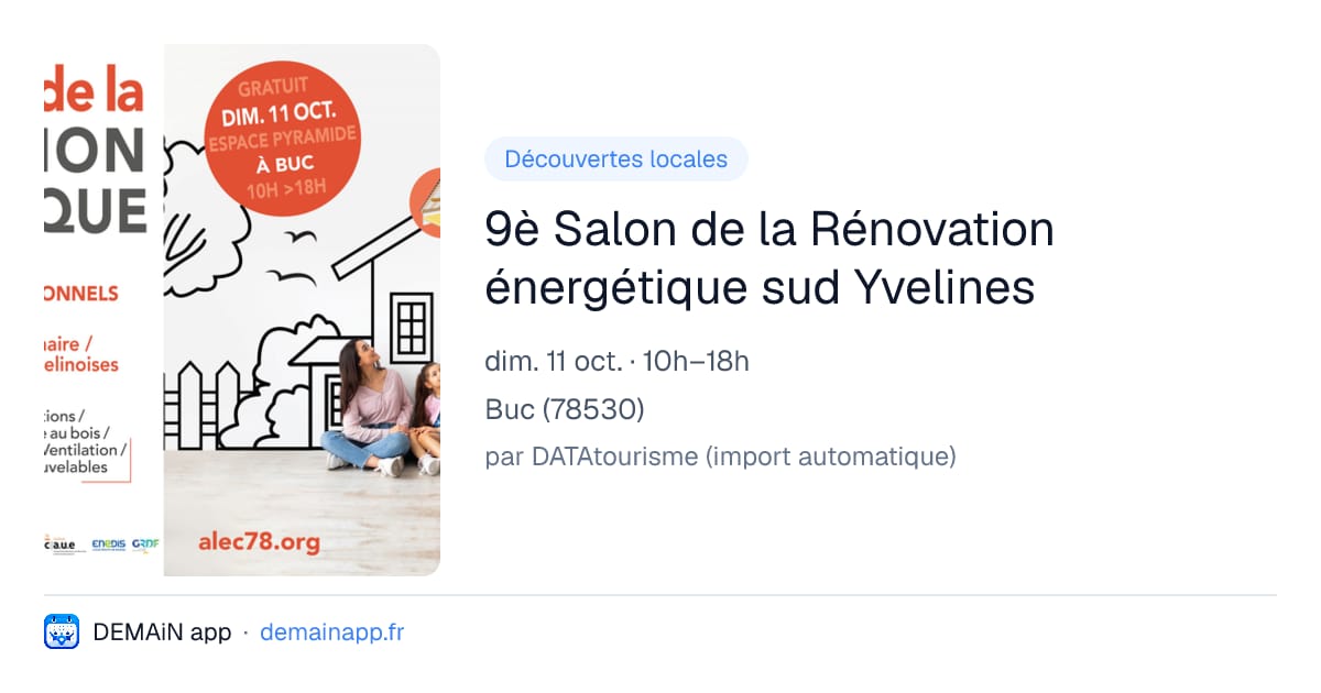 9è Salon de la Rénovation énergétique sud Yvelines — Buc