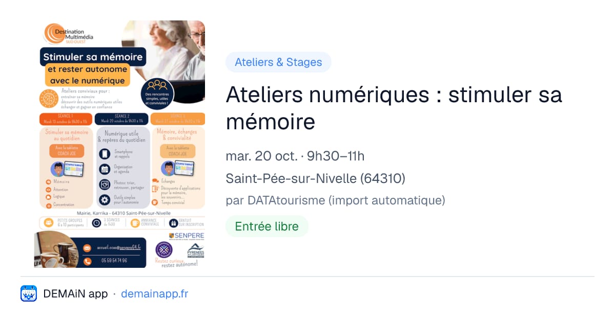 Ateliers numériques : stimuler sa mémoire — Saint-Pée-sur-Nivelle
